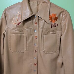 Vintage Embroidered Pleather Jacket
